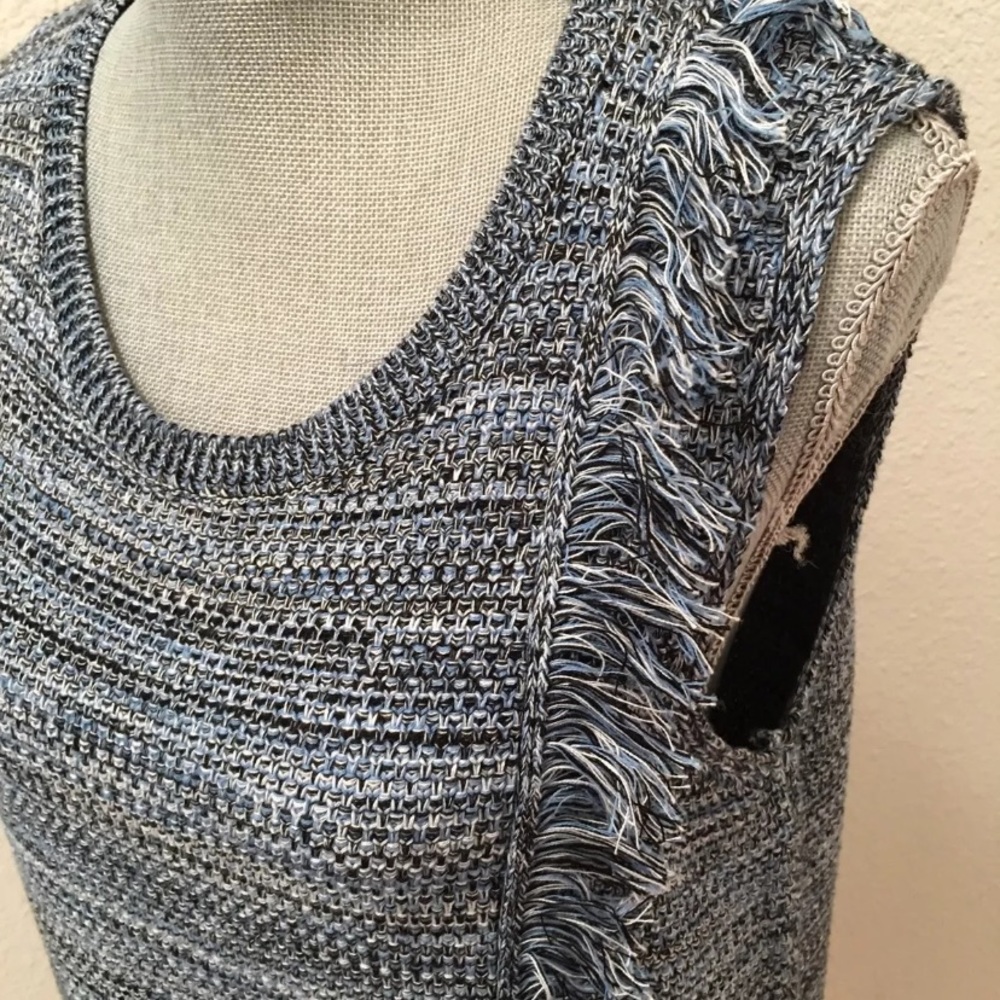 Holding Horses Anthropologie dress XS New sleeveless blue fringe knit GORGEOUS - Picture 8 of 8